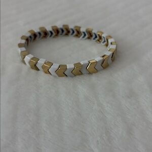 Gold and White Chevron Bracelet